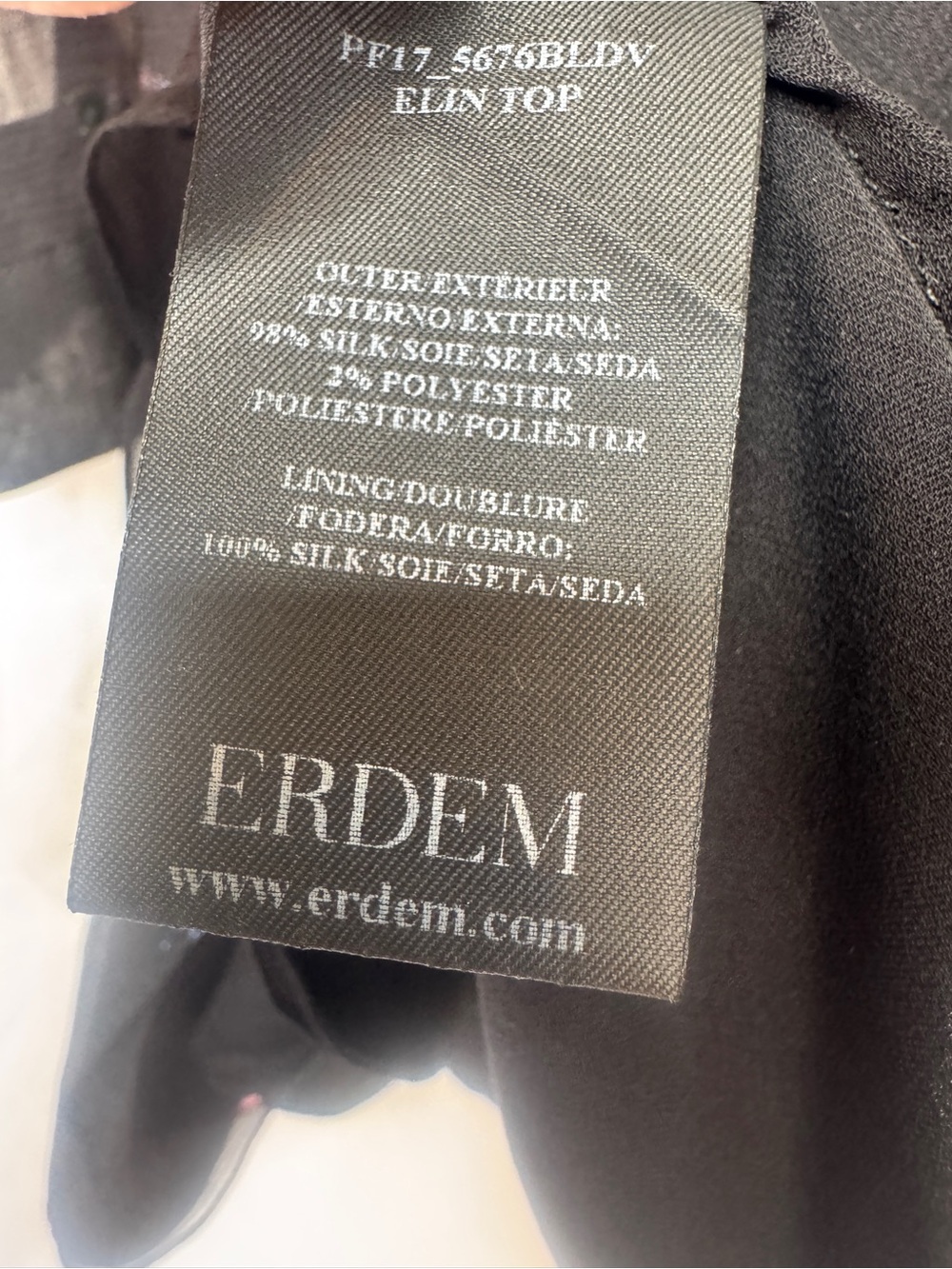 ERDEM Black Sheer Blouse with Subtle Shimmer Metallic Multi Color Dots - Picture 13 of 16